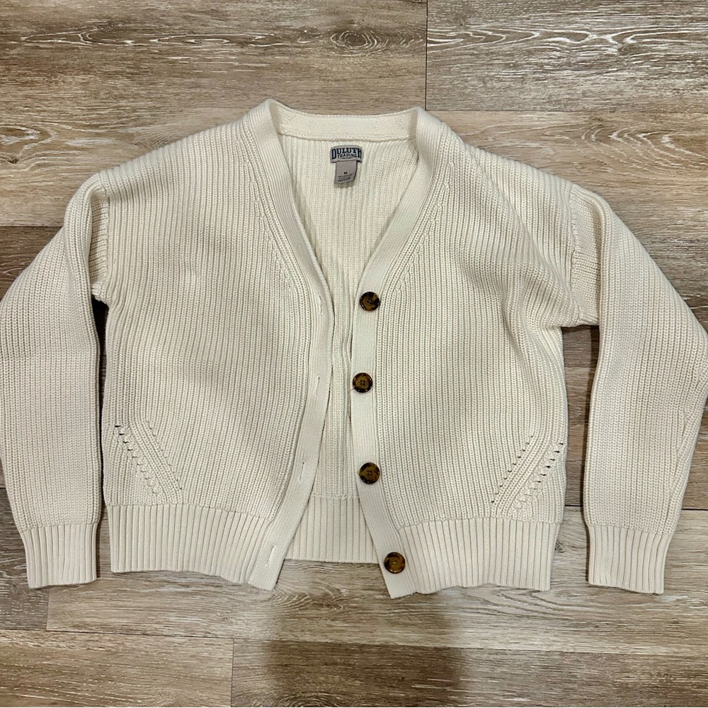 Duluth Trading Co Beige Cotton Blend Sweater